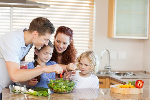 family in kitchen